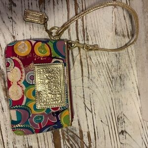 Coach Poppy Multicolor Wristlet with Gold Details